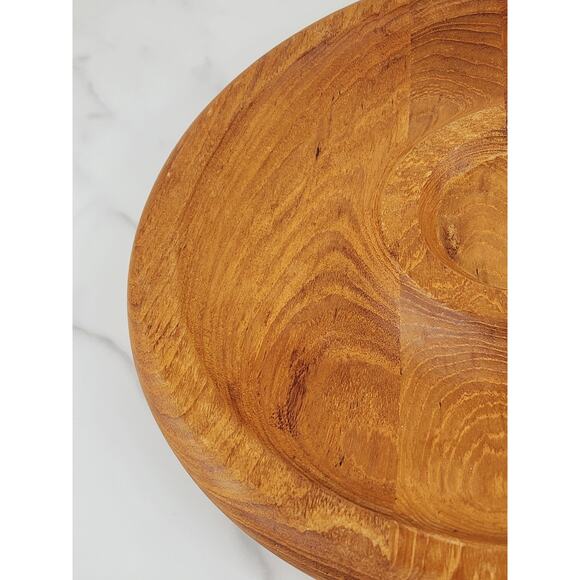 Kalmar Teak Wood Dip & Chip Platter Serving Tray Center Piece 12" Thailand Vtg - Picture 7 of 14